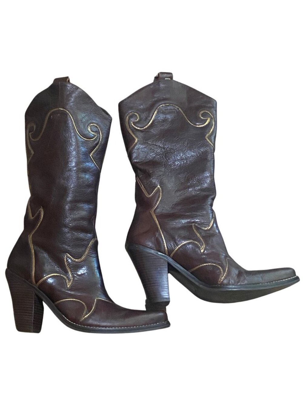 Penny Loves Kenny Rodeo Drive Brown Leather Western Boots Size 8 - Picture 5 of 13
